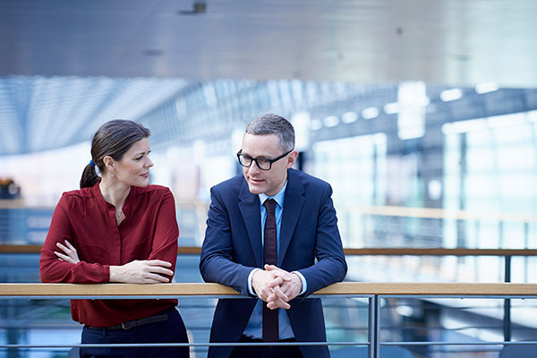 two people talking
