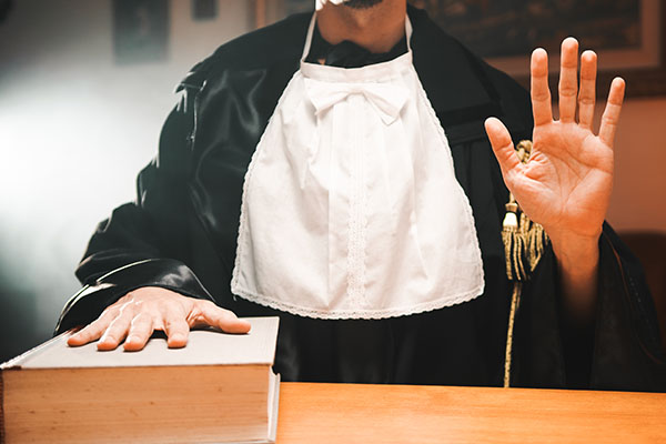 person getting sworn in