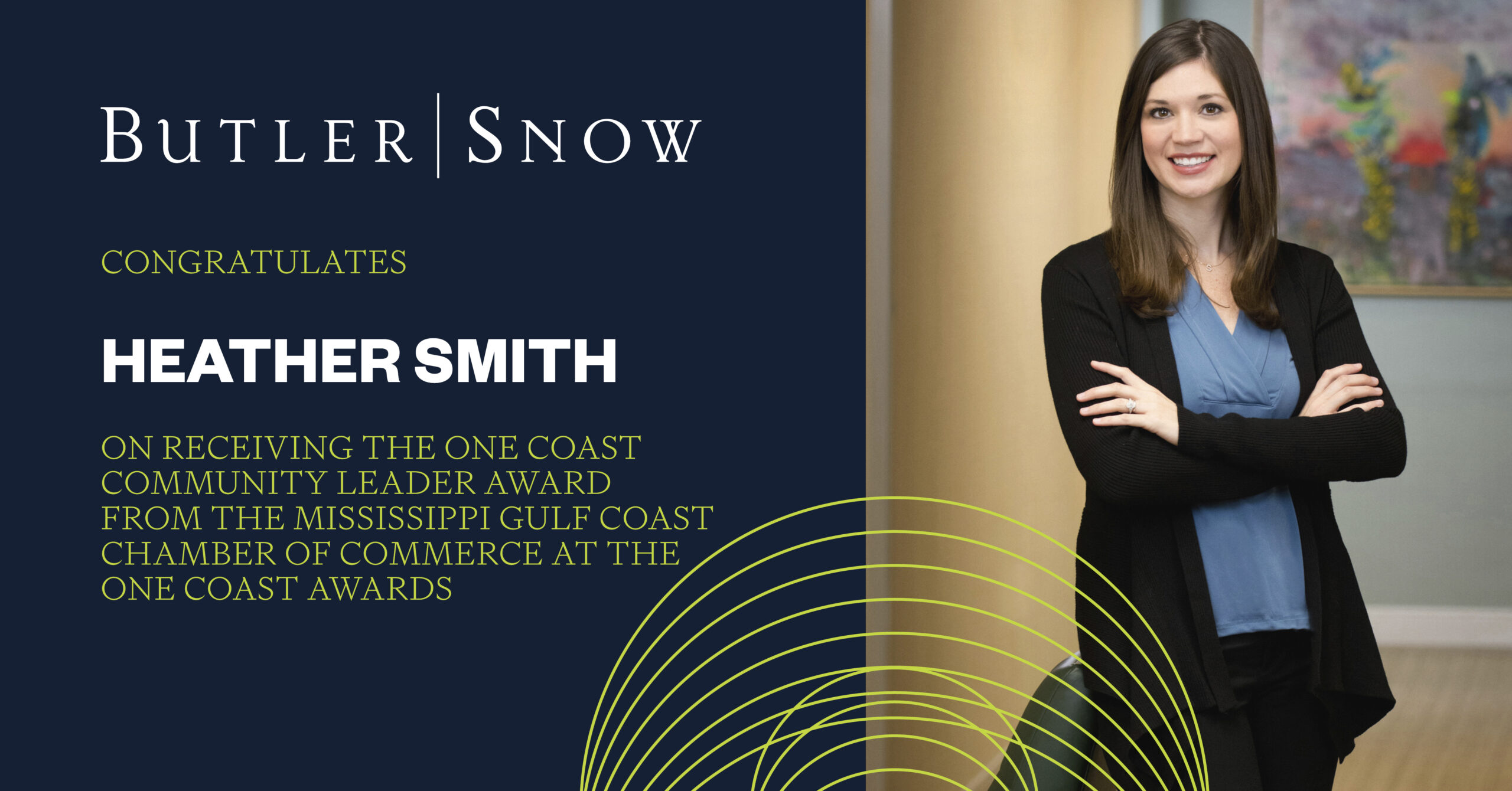 Butler Snow Attorney Heather Smith Receives One Coast Community Leader Award from the Mississippi Gulf Coast Chamber of Commerce